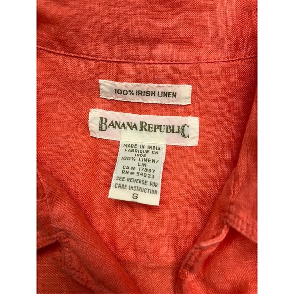 Banana Republic Womens Orange 100% Irish Linen Button Down Shirt Size S - Picture 2 of 9